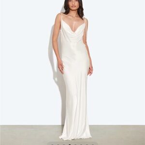 Bridal Gown - Rat and Boa - Elegant White Cowel Neck Maxi Dress